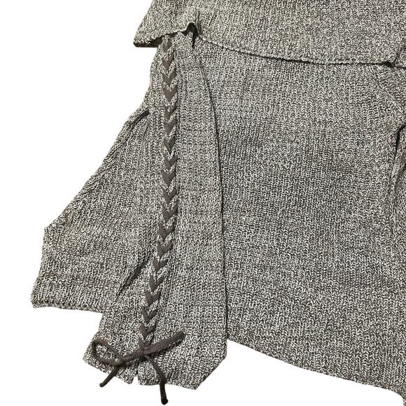 Say What? Fold over off shoulder lace up flare sleeve sweater size small - Picture 5 of 6